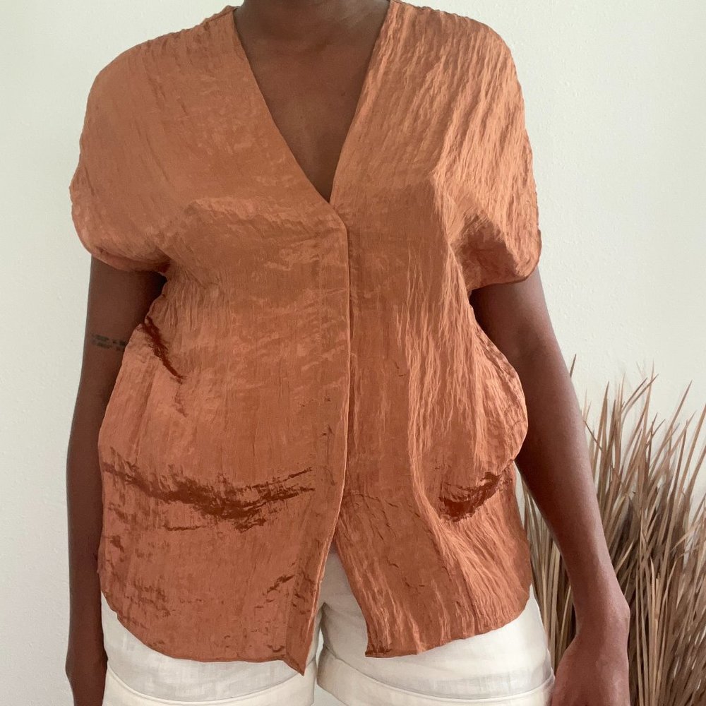 Vince crinkle fabric tank